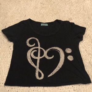Treble and Clef Heart Black Women’s Short Sleeve Tee Shirt Small from Workshop